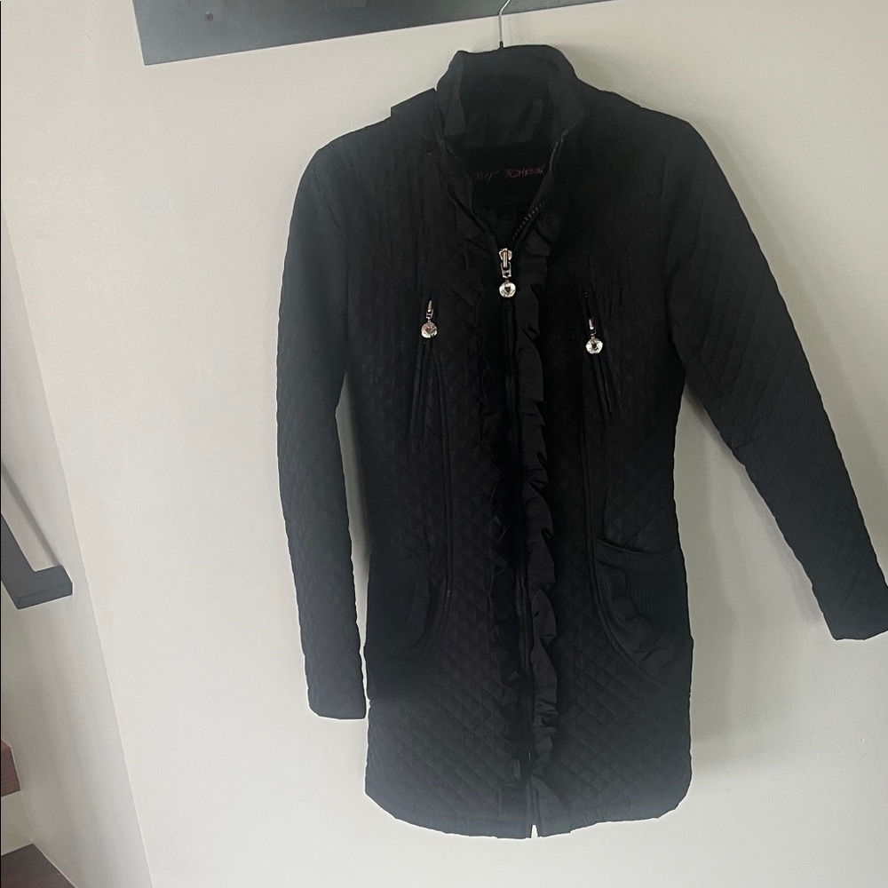 Betsey Johnson Black Quilted Pea Coat
